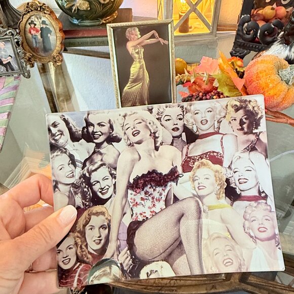 Marilyn Monroe Bundle Thick Glass Trinket Dish & Hollywood Regency picture - Picture 3 of 9